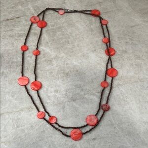 Elegant Red and Brown Beaded Necklace